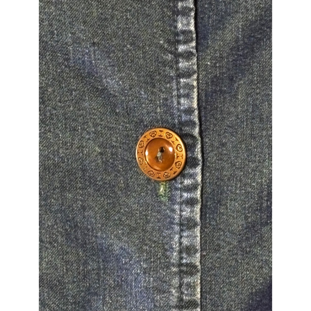 Saint Germain Paris Vintage‎ Denim Vest XL Womens Blue Green Trim USA Made - Picture 9 of 10